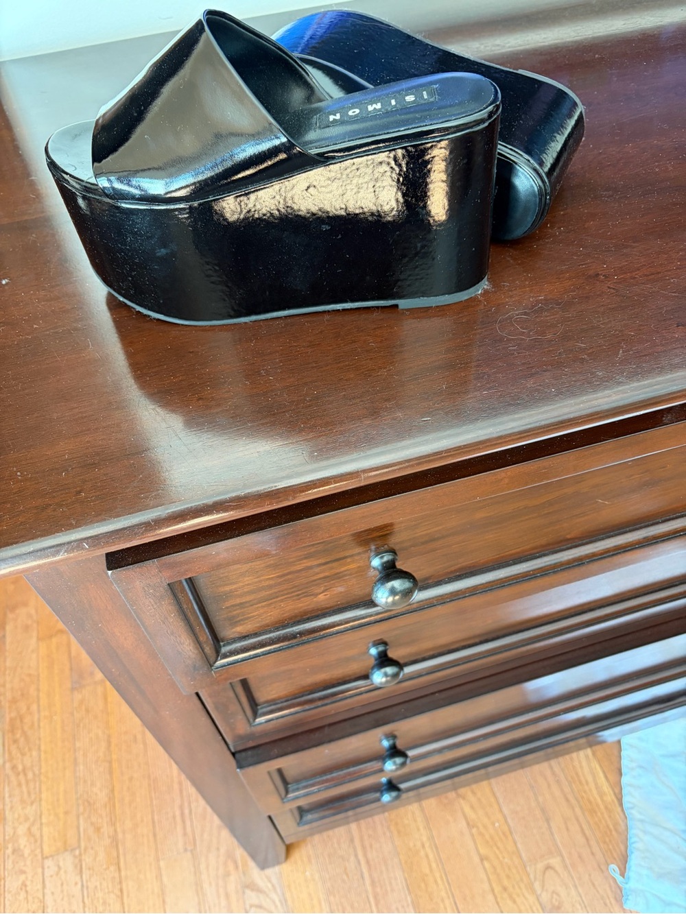 Simon Miller Black Patent Leather Platform Slide Sandals